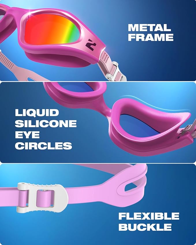 ZIONOR G1 Nava Super Anti-Fog Unisex Swim Goggles Mirror/Bright Smoke Lens