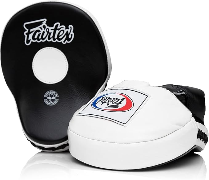 Fairtex FMV9 Contoured Focus Mitts |Striking Accuracy & Protection for Boxing, Muay Thai, Kickboxing |Ergonomic Design, Soft Padding, Secure Fit Leather