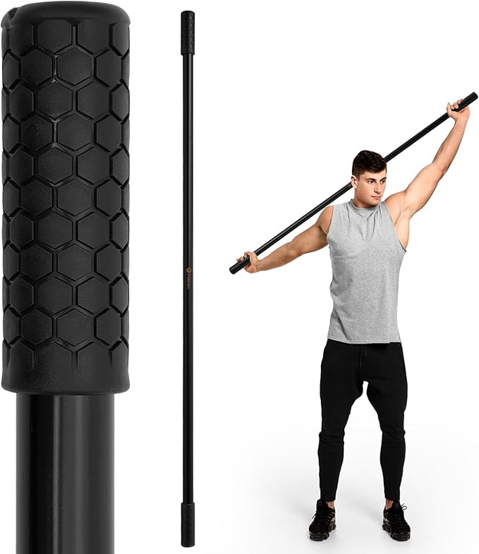 Yoga Stick, 5ft Exercise Stick for Mobility, Stretching Stick with Non-Slip Ends, Exercise Dowel for Pilates, Balance Pole and Stretch Bar for Stretching Equipment