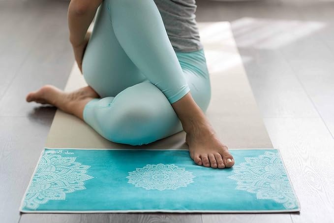Yoga Design LAB | The Hand Towel | Premium Non Slip Hand Towel | Designed in Bali | Colorful Eco Printed + Quick Dry + Soft | Hot Yoga, Bikram, Ashtanga, Sport, Barre, Travel (Mandala Turquoise)
