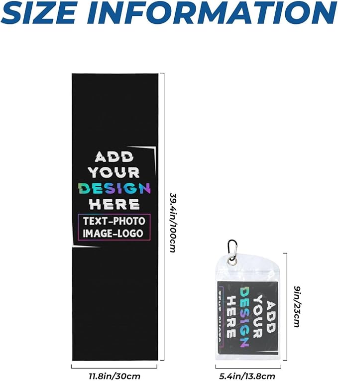 Custom 1-100PCS Cooling Sports Towel, Personalized Photo Logo Soft Cold Exercise Towel for Neck and Face Customized Quick-Drying Cooling Wrap Fitness Workout Sweat Towel 12"x40" (1)