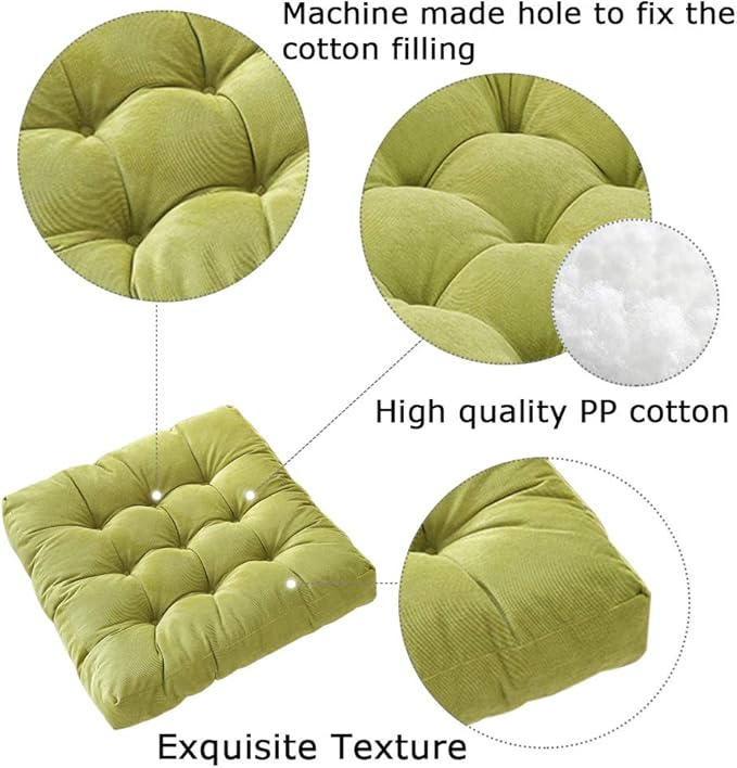 Tiita Round Chair Cushions 22"x22" Indoor/Outdoor Floor Pillows Cushion for Patio Furniture Seat Pads Meditation Pillow for Yoga Living Room Sofa Balcony Set of 2, Green
