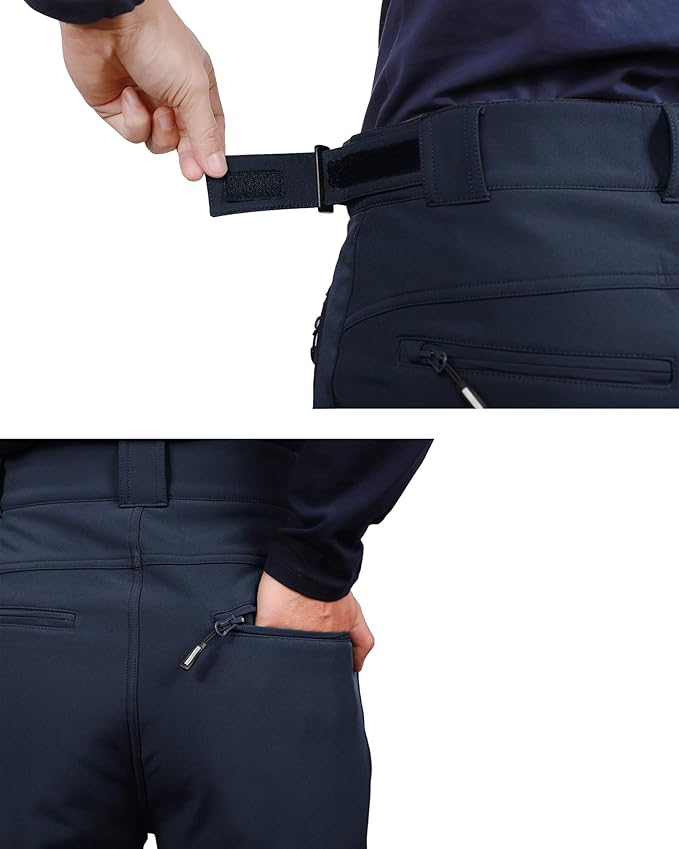Outdoor Ventures Men's Lite Waterproof Windproof Fleece Lined Warm Hiking Ski Snow Pants Expandable-Waist