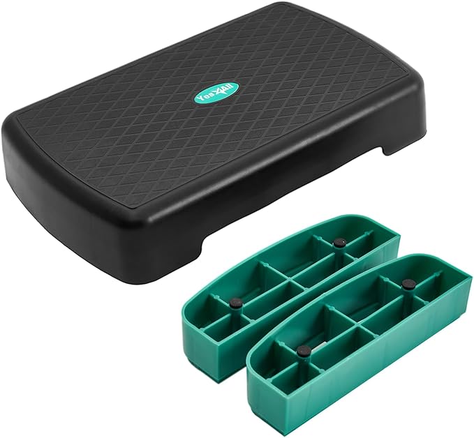 Yes4All 18.1" Aerobic Exercise Step Platform with 2 Risers, Adjustable Height Workout Stepper 3" 5.1" for Home Gym Step Up Exercise & Balance Training, Mulltiple Colors