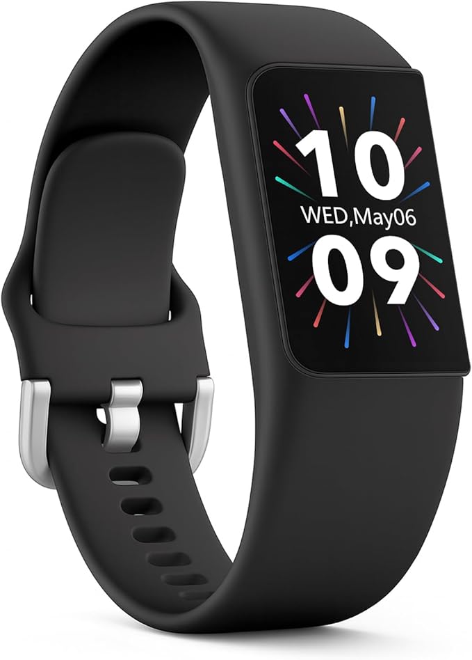 FITVII Looki-mini Fitness Trackers, Slim AMOLED Fitness Watch 2025 with 24/7 Heart Rate, Blood Pressure, Blood Oxygen, Stress Monitor, Step Calorie Counter, IP68 Waterproof Smart Watch for Women Men