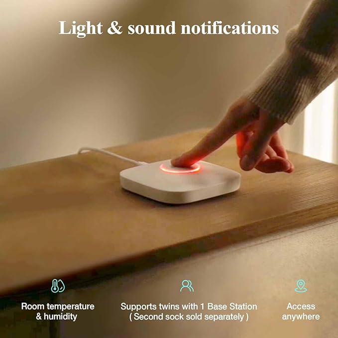 Sense-U Baby Sock Shoe Bundle Smart Baby Monitor: Sock Shoe Plus 2.5K PTZ Camera - Track Heart Rate, Sleep Movement, Heartbeat, Pan-Tilt-Zoom Video, AI Cry Detection, Audio