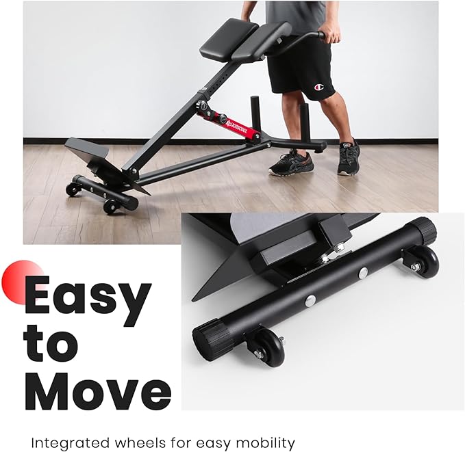 LIONSCOOL Heavy-Duty Adjustable Roman Chair - Back Extension Bench with Multiple Adjustment Functions- Hyperextension Bench Perfect for Home Gym