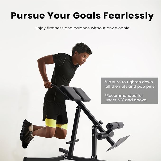 LIONSCOOL Heavy-Duty Adjustable Roman Chair - Back Extension Bench with Multiple Adjustment Functions- Hyperextension Bench Perfect for Home Gym