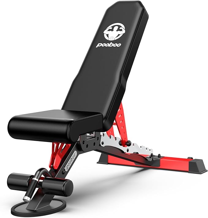 Pooboo Weight Bench, Heavy Duty Bench and 8 Adjustable Positions Workout Bench Press for Home Gym Strength Training