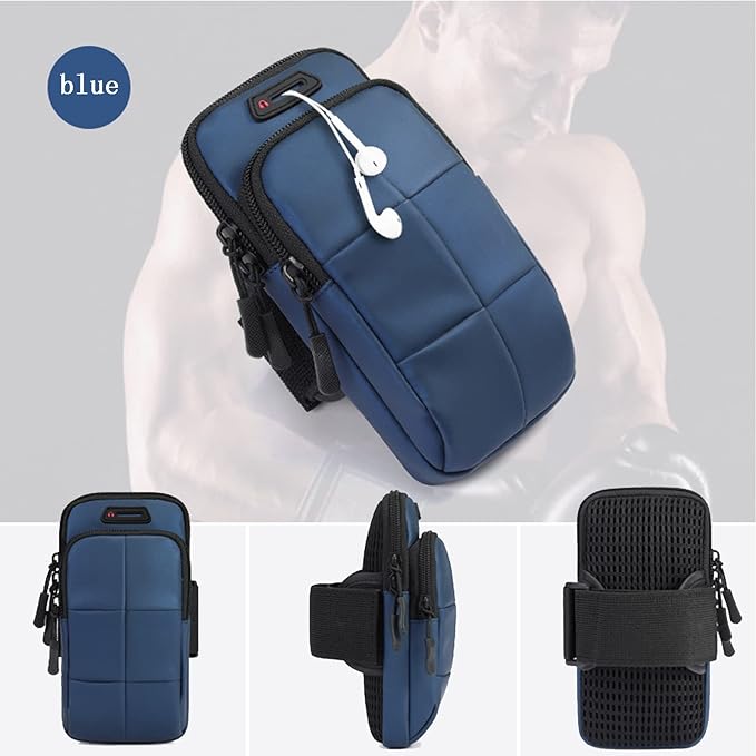 Phone Holder, Arm Bands for Workout, Use for Running, Walking, Hiking & Biking (Blue)