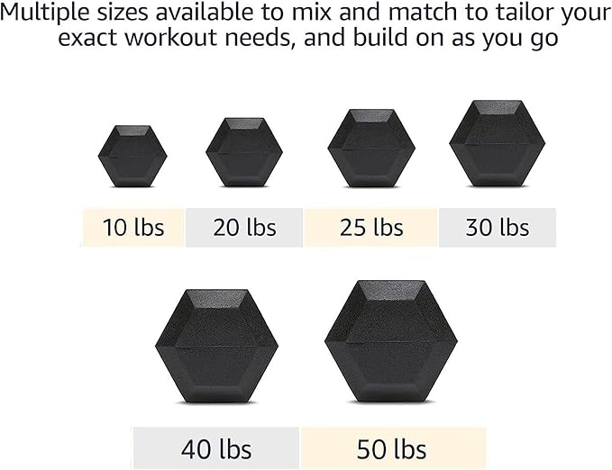 6-10 Pair Iron and Rubber Dumbbell Set 350/450 and 550 lbs 5-50 lbs Hand Free Weight for Strength Hex Coated Weights with Vertical Storage Rack Home Gym 5-50 lb - Black