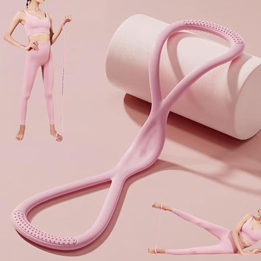 Resistance Bands, Figure 8 Exercise Bands for Women Men, 8 Shaped Resistance Rubber Band for Arms, Back, Shoulder Stretch with Handles, Gift for Sports Lover, Portable(25lb Pink)