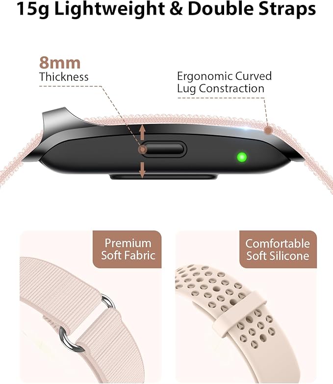 Smart Bracelet, Wearable Activity & Fitness Tracker Band, 24H Sleep Tracker, All-Day Continuous Heart Rate Blood Pressure Stress HRV Monitor, 170+ Sport Modes Smart Wristband with 2 Bands, Free APP