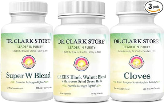 Dr. Clark Store Intestine Support & Cleanse Kit - with Freeze-Dried Green Black Walnut Hulls, Wormwood, and Cloves-Helps Maintain Optimum Intestinal Function