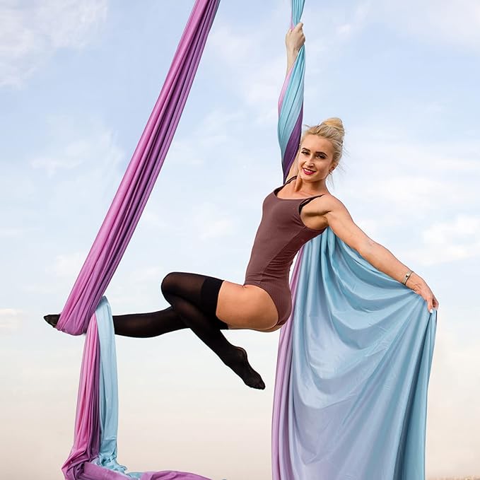 PRIOR FITNESS Aerial Silks Kit Colorful 9/15/20 Yards 40D Nylon Fabric Hammock Set With Hardware & Guide for All Levels Of Aerial Yoga Practice and Acrobatic Flying For Adults Aerial silk