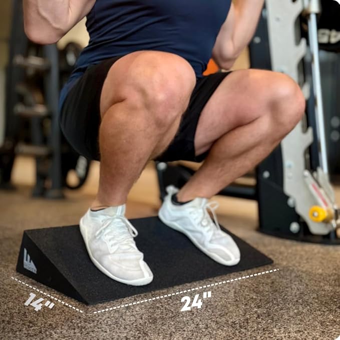 SquatWedgiez Extra Wide 20° Slant Board – Heavy Duty 1000 lb Capacity, Anti-Slip Squat Wedge for Knees Over Toes Training, Heel Elevated Squats & Calf Stretching