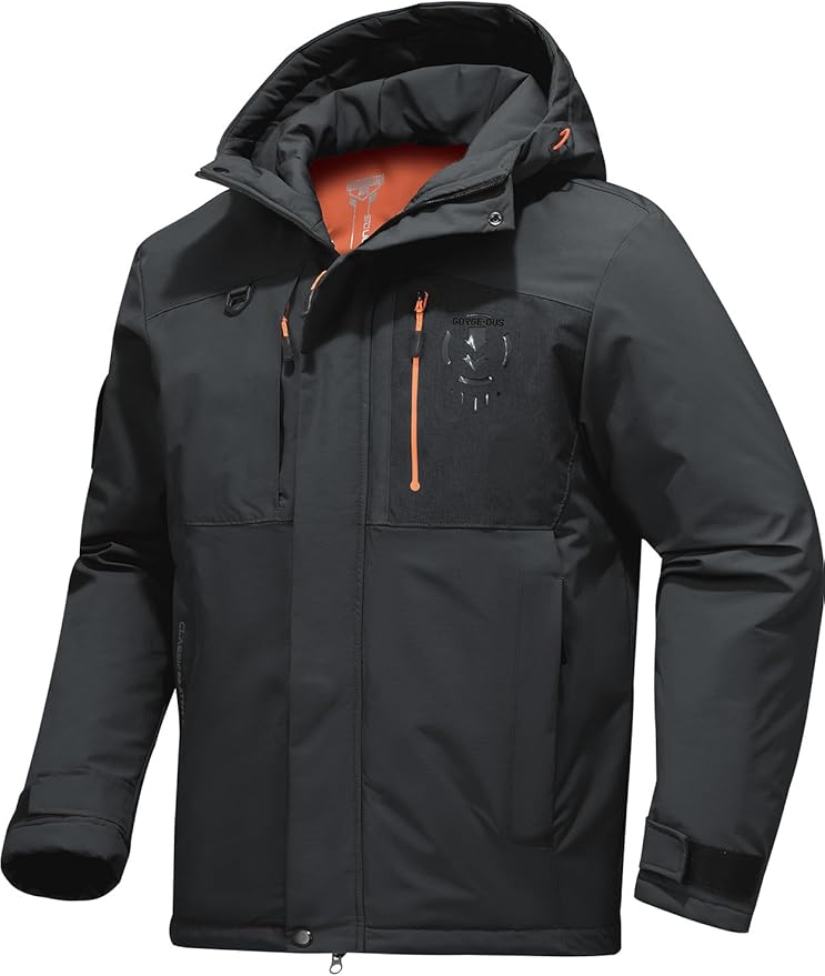 Men's Winter Jacket Waterproof Ski Snow Coat Windproof Snowboard Hooded Raincoats with Warm Graphene lining