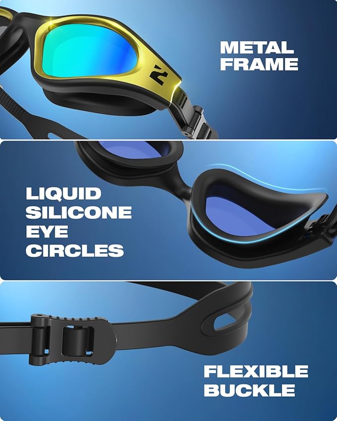 ZIONOR G1 Nava Super Anti-Fog Unisex Swim Goggles Mirror/Bright Smoke Lens