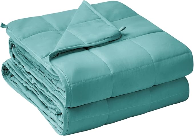 yescool Weighted Blanket for Adults (17 lbs, 48" x 72", Teal) Cooling Heavy Blanket for Sleeping Perfect for 160-180 lbs, Twin Size Breathable Blanket with Premium Glass Bead, Machine Washable