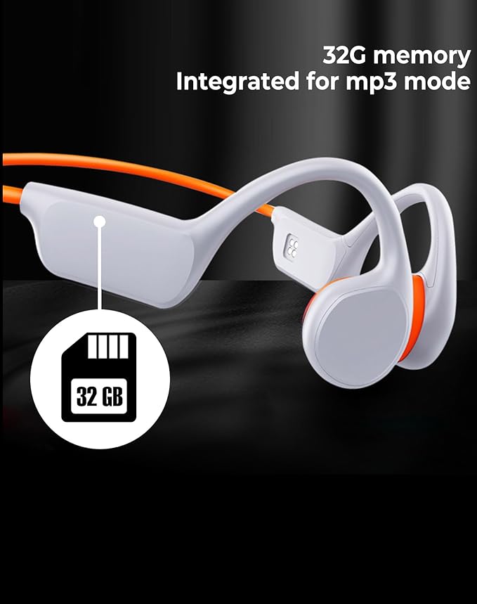 Swimming Waterproof Bone Conduction Headphones Bluetooth 5.3 lPX8 Underwater Waterproof Headphones for Swimming with 32GB MP3 Player Built in Earbuds for Sport Running Cycling Gym (White)