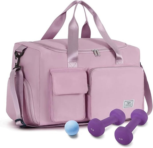 FIORETTO Women's Gym Duffle Bag with Shoes Compartment, 37L Capacity, Ideal for Travel, Gym, Sports, Duffel, Weekender