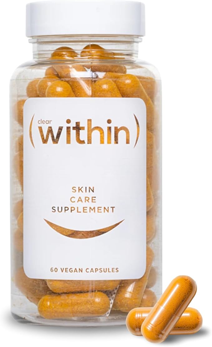 Clear Within Clear Skin Vitamin - with 10 Natural Ingredients for Acne-Free, Clearer Complexion, Oil Control & Blemish Minimization. Supports Skin Clarity | Non-Synthetic 60 Cap/Bottle