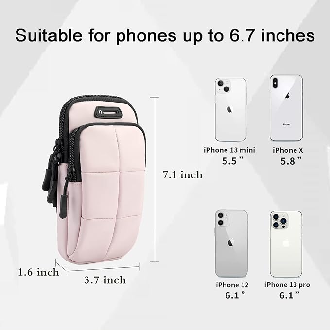 Phone Holder, Arm Bands for Workout, Use for Running, Walking, Hiking & Biking (Pink)