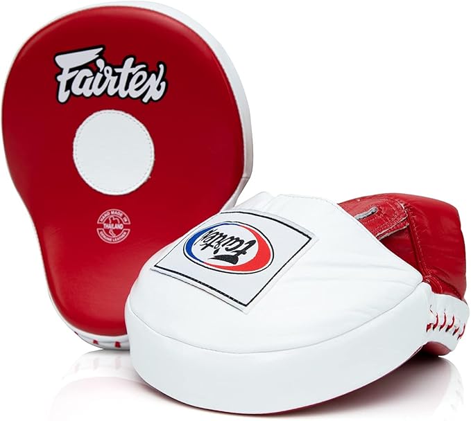 Fairtex FMV9 Contoured Focus Mitts |Striking Accuracy & Protection for Boxing, Muay Thai, Kickboxing |Ergonomic Design, Soft Padding, Secure Fit Leather