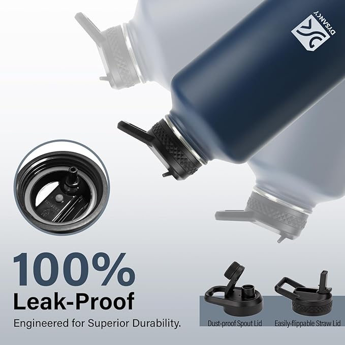 Insulated Water Bottle | Thickened Stainless Steel Vacuum Metal | Portable Sports Half Gallon Large Water Jug for Gym and Hiking with Straw, Carrier Bag, Handle Strap | BPA-Free 64 oz