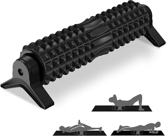 Trigger Point Foam Roller with Stand, 18 Inch Medium Density Foam Roller Long Yoga Roller Foam Exercise Roller for Physical Therapy, Muscles Deep Tissue, Pilates, Back Pain and Muscle Recovery (Black)
