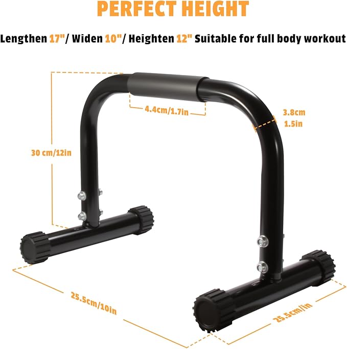 AmazeFan Parallettes Bars, 12'' High Steel Push Up Bar Strength Training For Handstands, Calisthenics Bars & Dip Bars, Calisthenic, Push Up Stands Handle for Floor Workouts Calisthenics Equipment 
