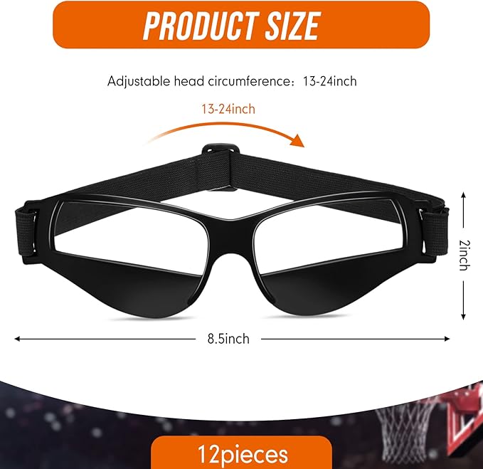 Weewooday 12 Pack Basketball Dribbling Goggles Adjustable Sport Training Glasses Aid for Team Training Aid Basketball Equipment Safety Specs for Adult Teenagers Youth, 8.5 x 2 Inch