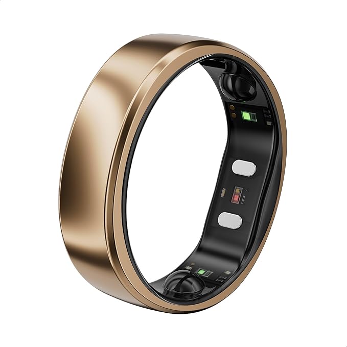 RingConn Gen 2 Air, Ultra-Thin AI Smart Ring, 10-Day Battery Life, Fitness/Sleep/Stress/HR Tracker for Women&Men, No App Fee for Standard Features, iOS & Android Compatible (Size 13, Dune Gold)