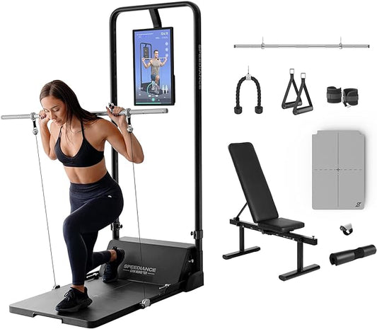 Gym Monster Smart Home Gym, Multifunctional Strength Training Machine, Smith Machine Power Cage Workout Station, Squat Rack Cable Machine, Full Body Fitness Equipment for Home Workout