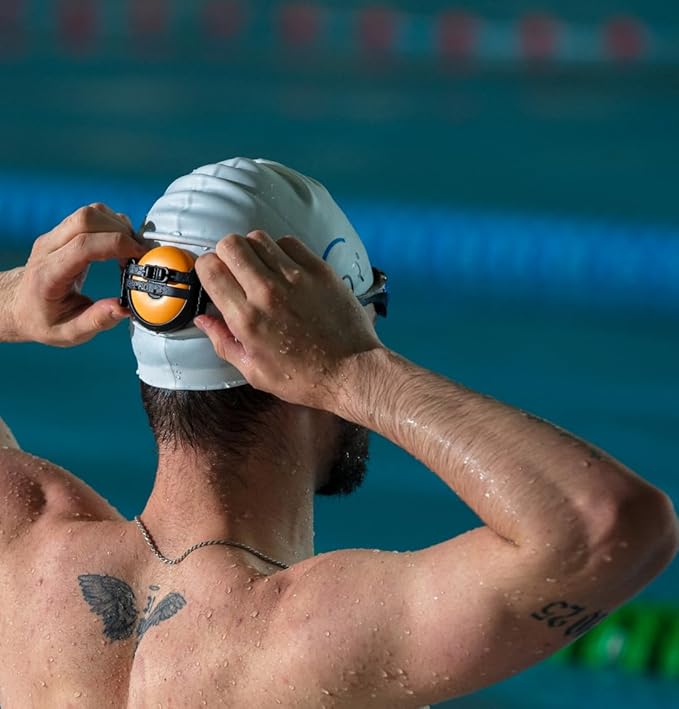 SONR Music, Open-Ear Underwater Music Player for Swimmers, Swimming Headphones, Waterproof Bone Conduction MP3 Player, Underwater Swimming Headphones with Bluetooth (Sunny)