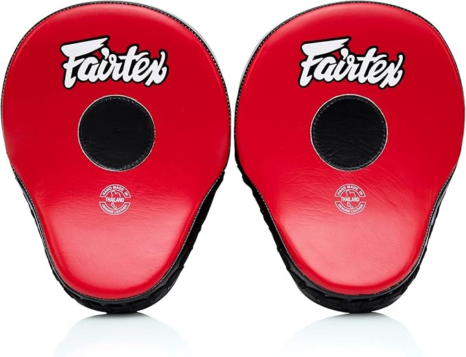 Fairtex FMV9 Contoured Focus Mitts |Striking Accuracy & Protection for Boxing, Muay Thai, Kickboxing |Ergonomic Design, Soft Padding, Secure Fit Leather