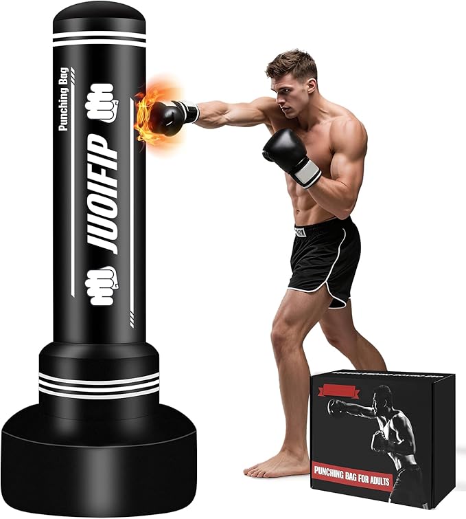 Freestanding Punching Bag with Stand, Men Standing Kickboxing Bag, Heavy Boxing for Adult Teens, Suitable for MMA Dummy Karate Home Gym Training Equipment (Excludes Gloves and Pumps)