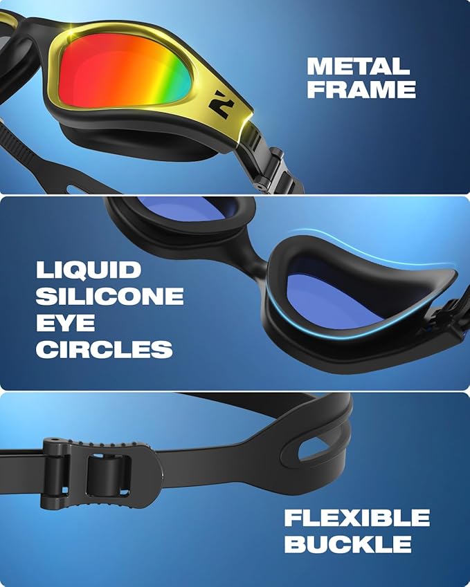 ZIONOR G1 Nava Super Anti-Fog Unisex Swim Goggles Mirror/Bright Smoke Lens