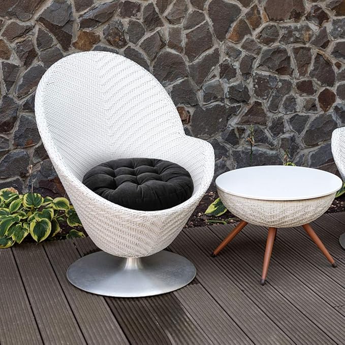 Tiita Seat Cushion Round, Hanging Chair Cushions, Floor Cushion 22 Inch Set of 2, Throw Pillows Indoor/Outdoor (Black, 22 x 22 x 4 Inches)