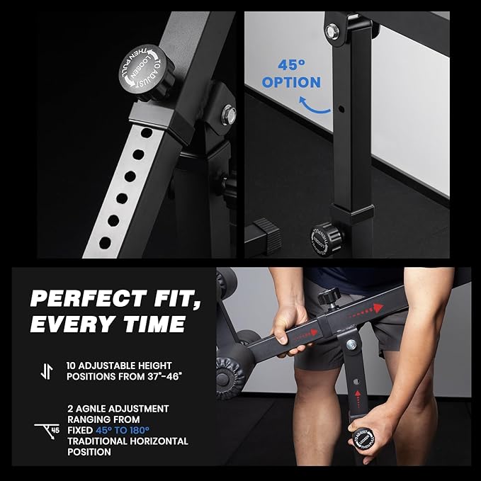 LIONSCOOL Heavy-Duty Adjustable Roman Chair - Back Extension Bench with Multiple Adjustment Functions- Hyperextension Bench Perfect for Home Gym