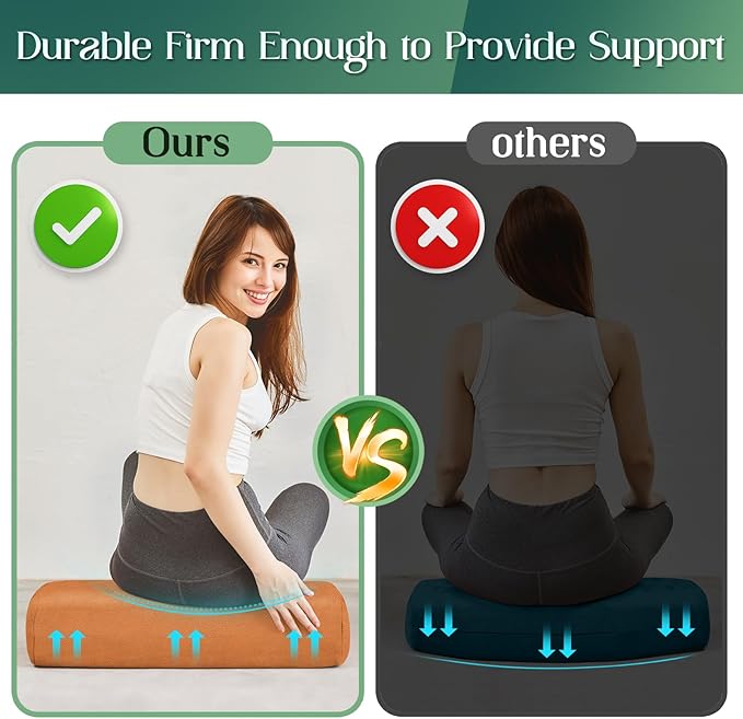 Premium Crushed Sponge Yoga Bolster Pillow for Yin Yoga, Restorative & Meditation - Rectangular Cushion