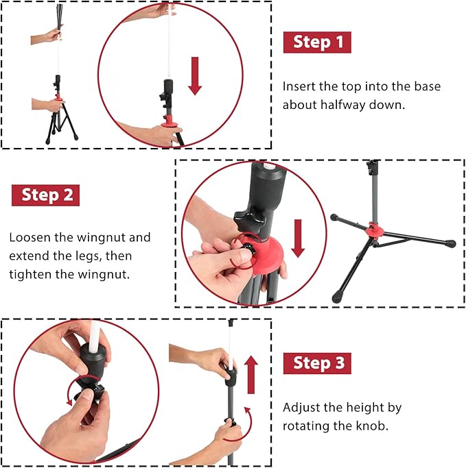 McHom Baseball & Softball Batting Tee - Hitting Travel Tee | Adjustable Height | Portable & Collapsible | Tripod Base