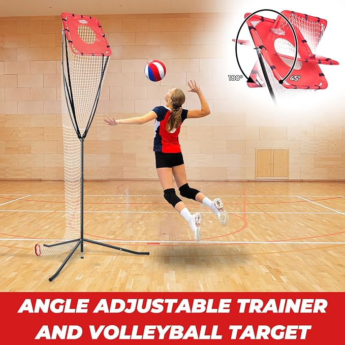 Volleyball Setter Training Net,Height & Angle Adjustable Volleyball Training Net with Metal Frame,Tripod Base for Indoor and Outdoor,Volleyball Training Equipment for Setting,Serving,Spiking