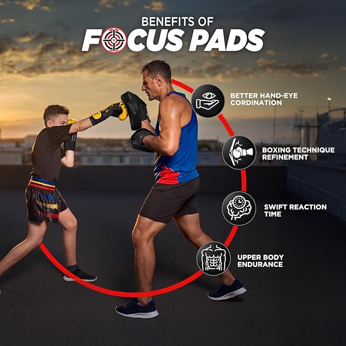 WYOX Curved Boxing Punch Mitts β Boxing Pads Training Set, Punching Mitts for Adults, Kickboxing Pads, Muay Thai Pads, Karate Pads, MMA Training Equipment, Martial Arts Focus Pads