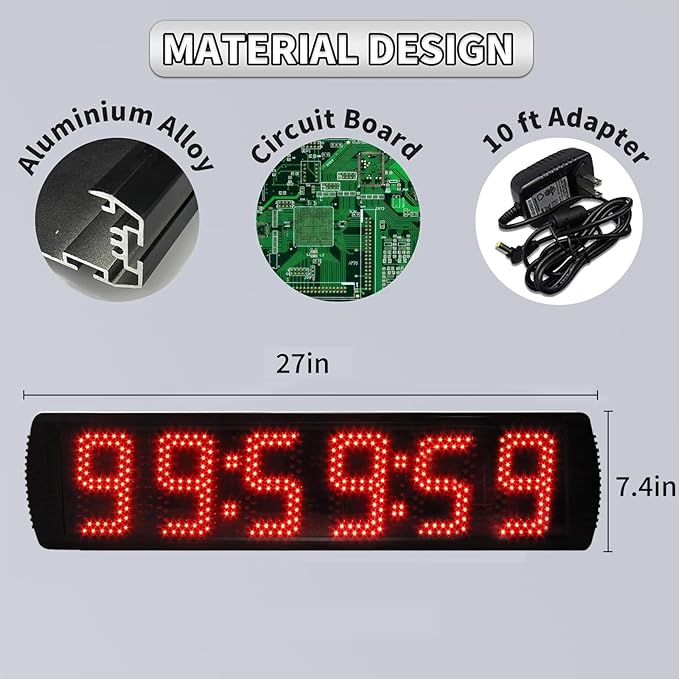 Race Clock with Tripod for Running Events, Large LED Stopwatch with Remote,Countdown/Count up Gym Timer for Home,Wall Digital Time Clocks