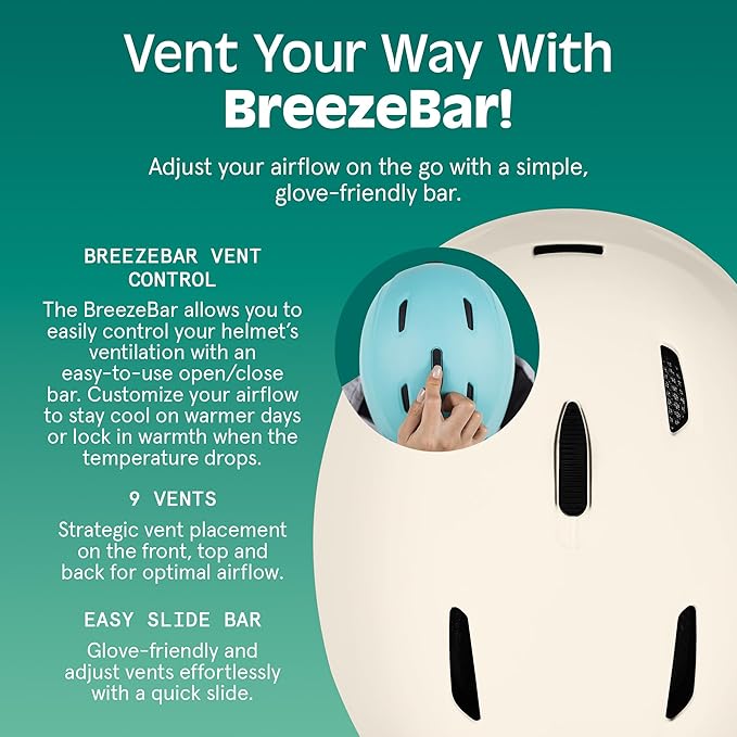 Retrospec Zephyr Ski Helmet - Snowboard Helmet for Adults & Youth - Adjustable Fit with Breathable Vents for Men, Women, Boys and Girls