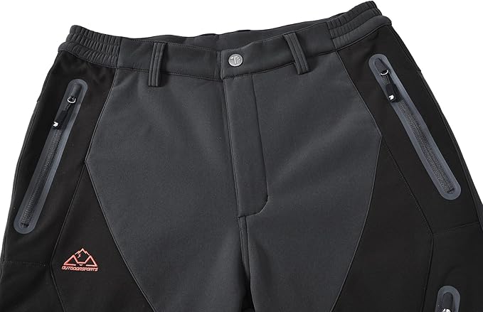 YSENTO Men's Fleece Lined Ski Snow Pants Winter Waterproof Softshell Insulated Hiking Cargo Pants