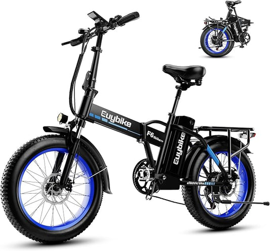 Foldable Electric Bike for Adults, 30+MPH, 48V 20Ah Removable Battery up to 80Miles, 20" Fat Tire Peak 1000W Motor Dirt Ebike Adult Electric Bicycle for City Commute Beach Mountain Adventurous E Bike