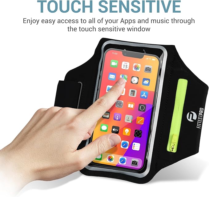 Fittest Pro Running Armband with AirPods Pocket – Water Resistant Phone Holder for iPhone 16 15 14 13 Pro Max, Galaxy S25 S24 S23, Fits Phones Up to 6.9", with Zipper Key/Card Slot