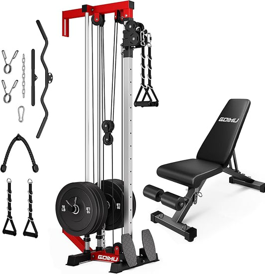 Wall Mount Cable Station, WM1 Cable Crossover Machine with 17 Positions, High and Low Cable Crossover Machine with Removable Footplate for Garage Home Gym